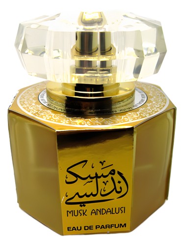 Lattafa Musk Andalusi perfume bottle, a warm & amber fragrance