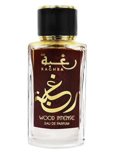 Lattafa Raghba Wood Intense eau de parfum bottle, a woody fragrance