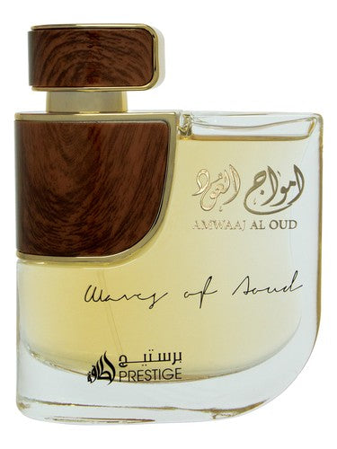 Lattafa Amwaaj Al Oud perfume bottle, a woody fragrance