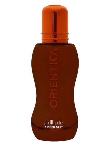Orientica Amber Nuit perfume bottle, a leather fragrance