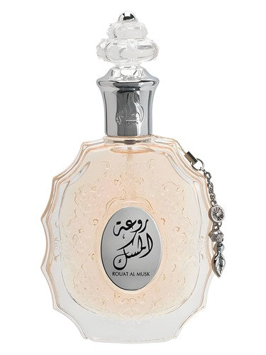 Lattafa Rouat Al Musk eau de parfum bottle, a powdery fragrance