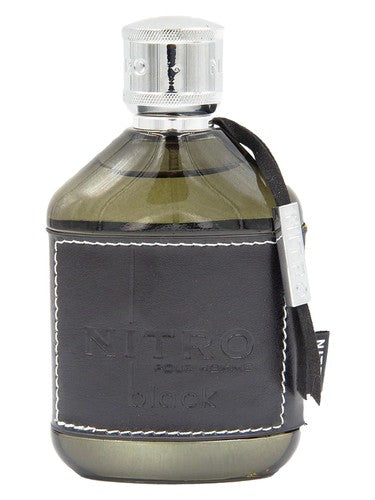 Dumont Nitro Black eau de parfum bottle, a fruity fragrance