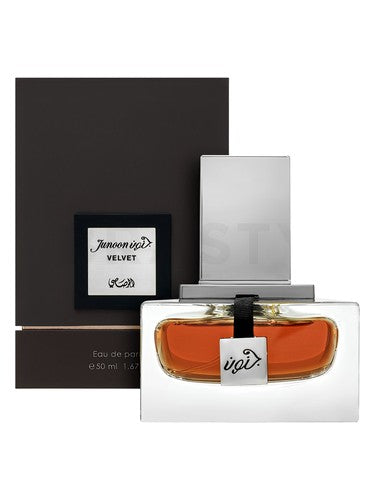 Rasasi Junoon Velvet Pour Homme eau de parfum bottle, a warm & amber fragrance
