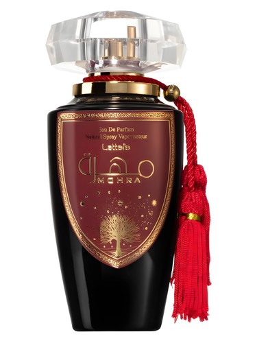 Lattafa Mohra eau de parfum bottle, a woody fragrance
