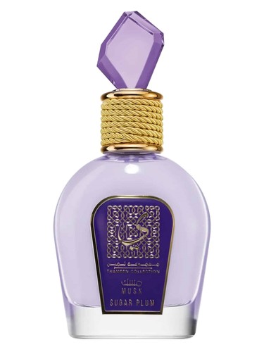 Lattafa Musk Sugar Plum eau de parfum bottle, a gourmand fragrance