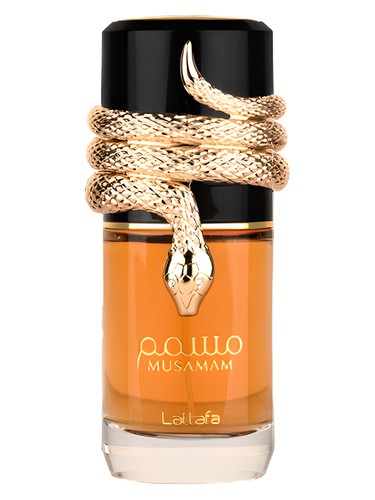 Lattafa Musamam eau de parfum bottle, a smoky fragrance