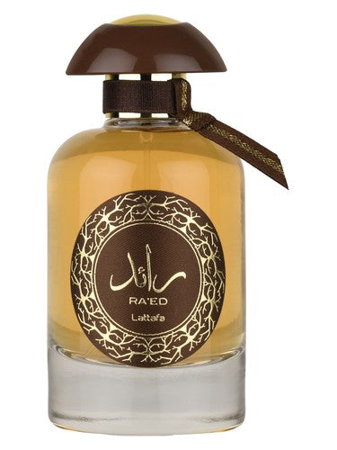 Lattafa Ra'ed Oud eau de parfum bottle, a woody fragrance