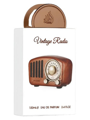 Lattafa Vintage Radio eau de parfum bottle, a gourmand fragrance