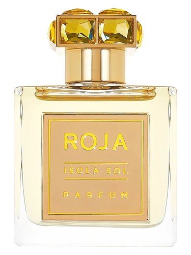 Roja Isola Sol perfume bottle, a lactonic fragrance