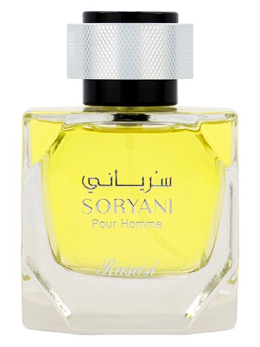 Rasasi Soryani Pour Homme eau de parfum bottle, a citrus fragrance