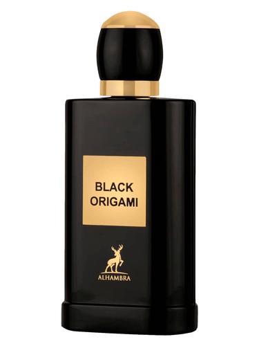 Maison Alhambra Black Origami eau de parfum bottle, a warm fragrance