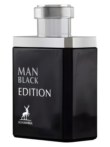 Maison Alhambra Man Black Edition eau de parfum bottle, a woody fragrance