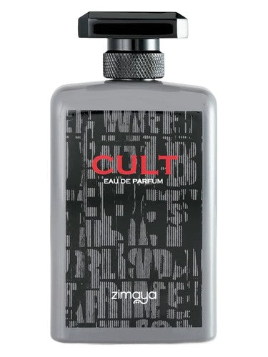 Zimaya Cult eau de parfum bottle, a woody fragrance