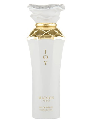 Maison Asrar Joy eau de parfum bottle, a fruity fragrance