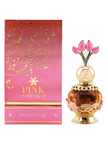 Khadlaj Pink Musk perfume oil bottle, a fruity fragrance